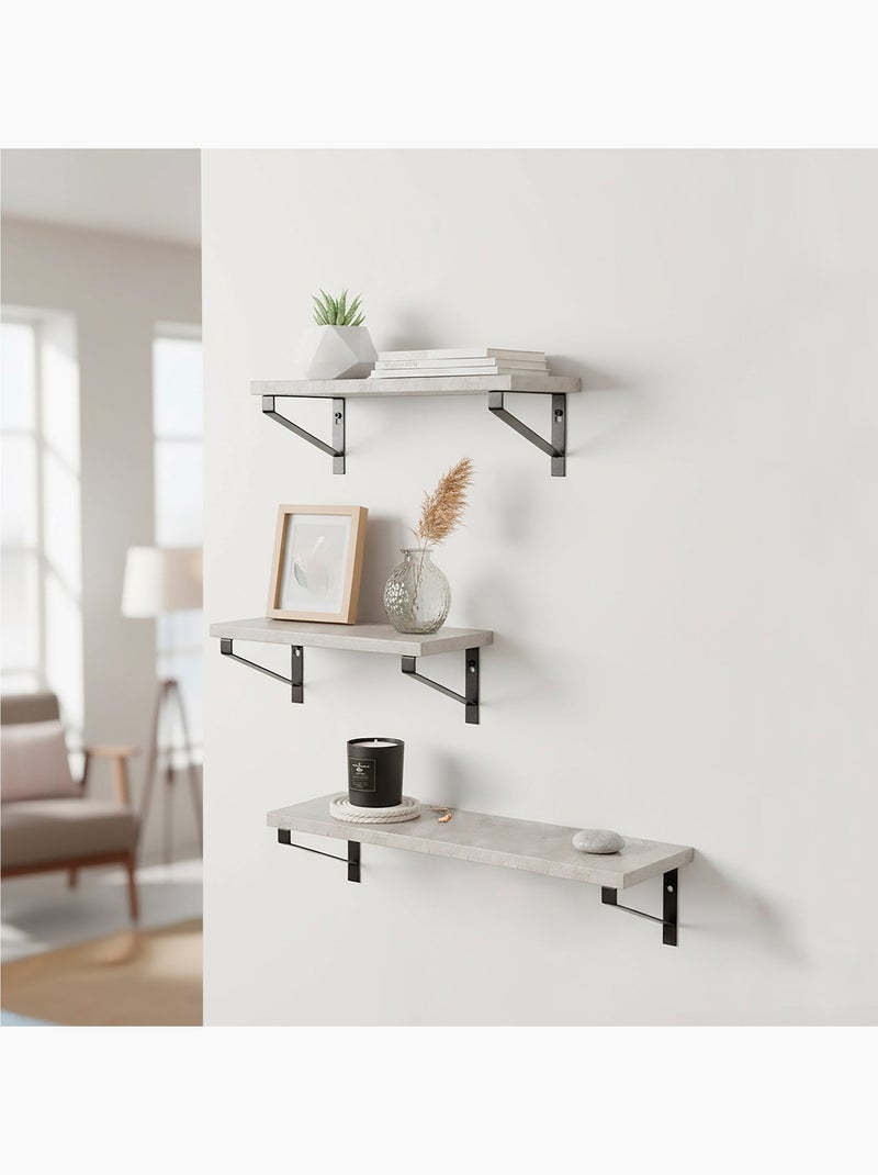 Max home set di 3 mensole da parete effetto cemento di varie dimensioni Legno naturale - Kiabi