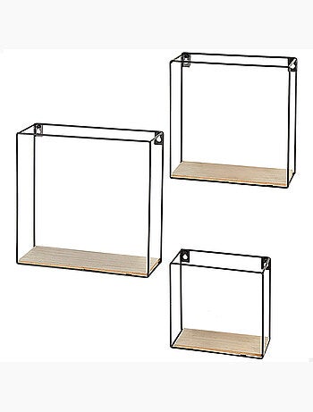 Max home set di 3 mensole da parete quadrate in legno di varie dimensioni