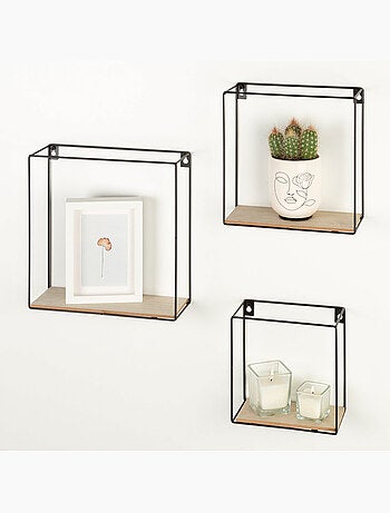 Max home set di 3 mensole da parete quadrate in legno di varie dimensioni