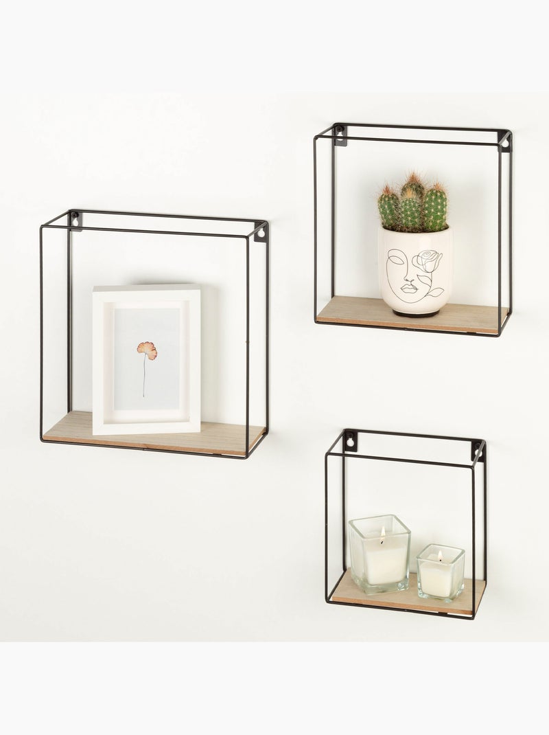 Max home set di 3 mensole da parete quadrate in legno di varie dimensioni Legno naturale - Kiabi