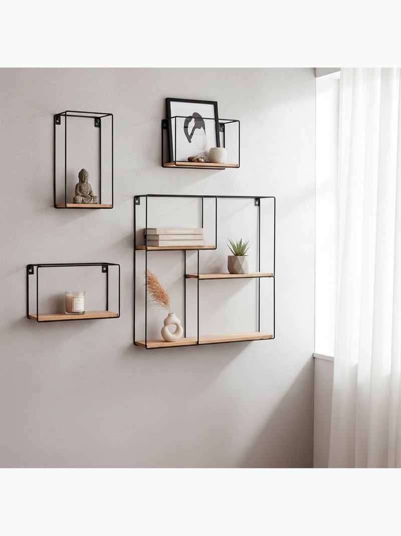 Max home set di 4 mensole da parete in legno, di varie dimensioni Legno naturale - Kiabi