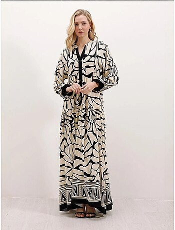 Maxi abito stampato con scollo a v bdart