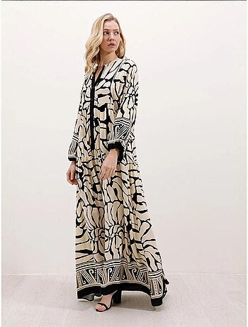 Maxi abito stampato con scollo a v bdart