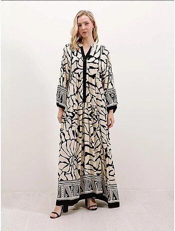 Maxi abito stampato con scollo a v bdart