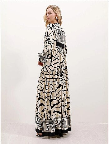 Maxi abito stampato con scollo a v bdart