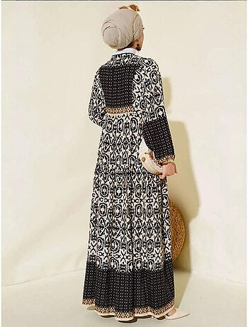 Maxi abito stampato con scollo a v bdart