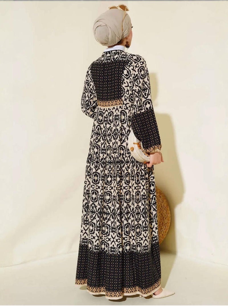 Maxi abito stampato con scollo a v bdart Beige argilla - Kiabi