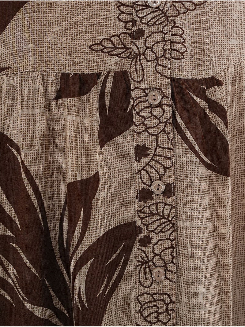 Maxi abito stampato con scollo a v bdart Beige chiaro - Kiabi