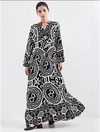 Maxi abito stampato con scollo a v bdart