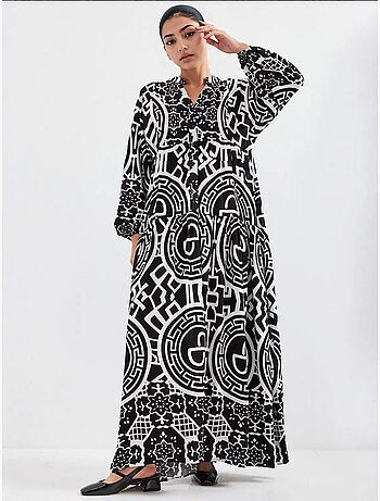Maxi abito stampato con scollo a v bdart