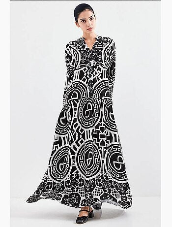 Maxi abito stampato con scollo a v bdart