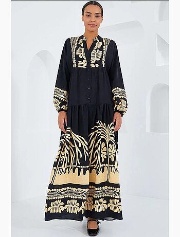 Maxi abito stampato con scollo a v bdart