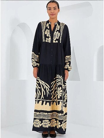 Maxi abito stampato con scollo a v bdart