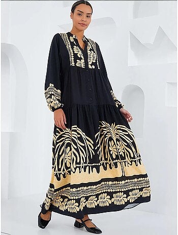 Maxi abito stampato con scollo a v bdart