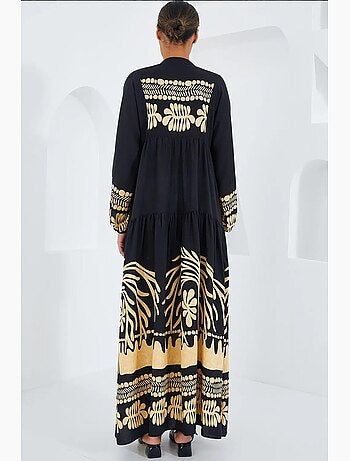 Maxi abito stampato con scollo a v bdart