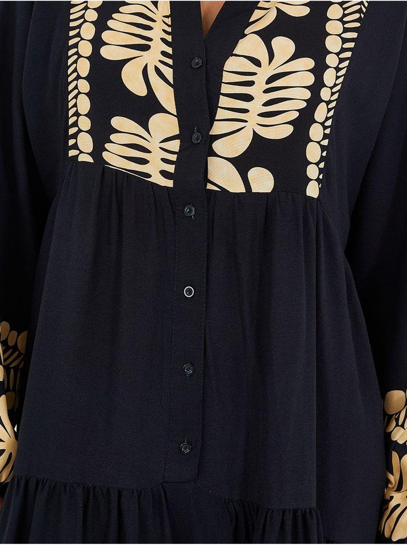 Maxi abito stampato con scollo a v bdart Blu notte - Kiabi