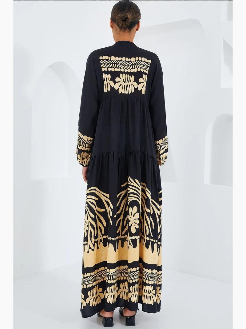 Maxi abito stampato con scollo a v bdart Blu notte - Kiabi