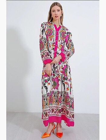 Maxi abito stampato con scollo a v bdart
