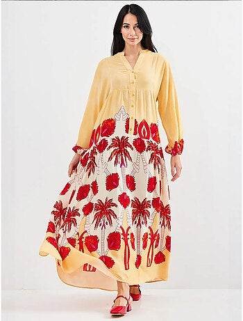 Maxi abito stampato con scollo a v bdart