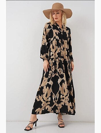Maxi abito stampato con scollo a v bdart