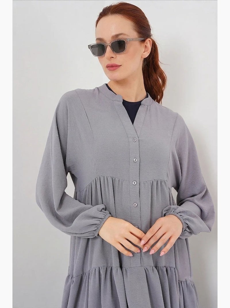 Maxi abito stampato con scollo a v bdart Grigio - Kiabi