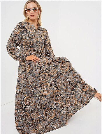 Maxi abito stampato con scollo a v bdart