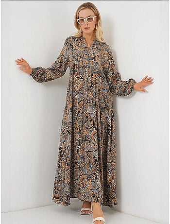 Maxi abito stampato con scollo a v bdart