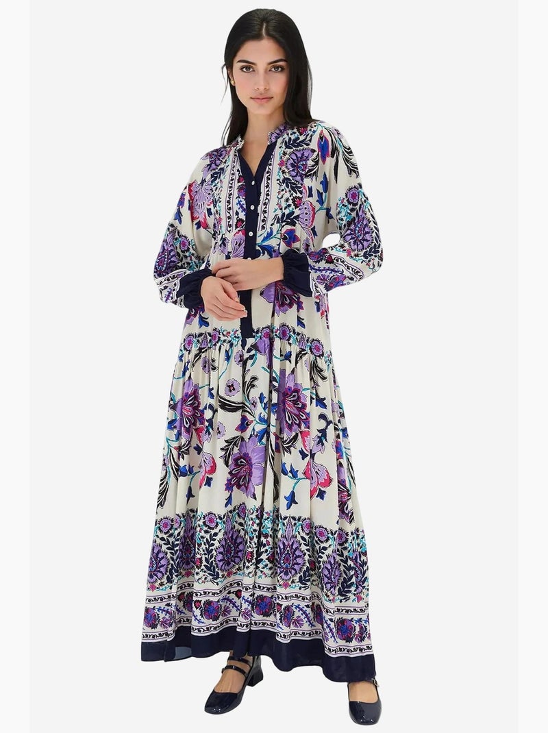 Maxi abito stampato con scollo a v bdart Lavanda - Kiabi