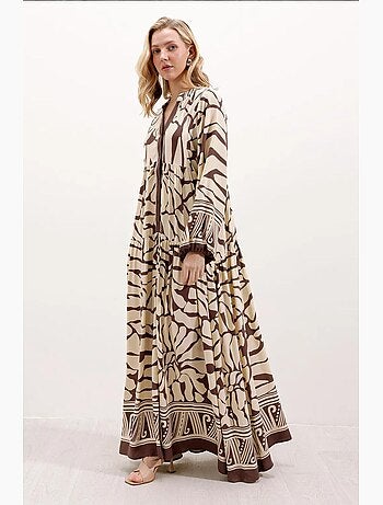 Maxi abito stampato con scollo a v bdart