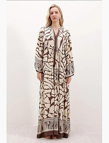 Maxi abito stampato con scollo a v bdart
