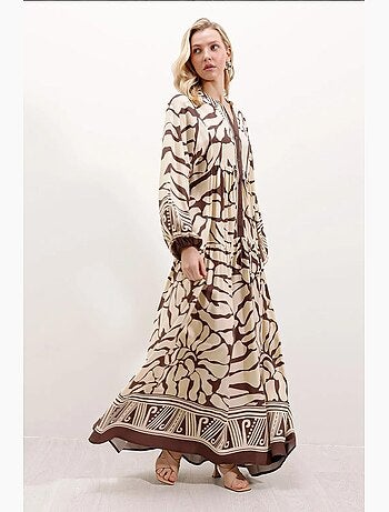 Maxi abito stampato con scollo a v bdart