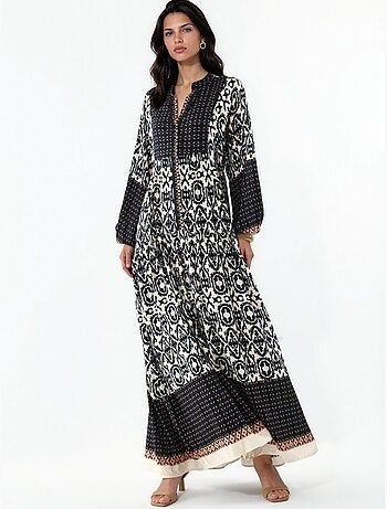 Maxi abito stampato con scollo a v bdart