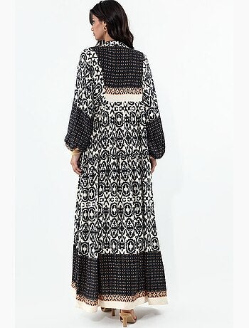 Maxi abito stampato con scollo a v bdart