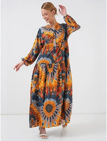 Maxi abito stampato con scollo a v bdart