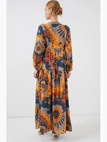 Maxi abito stampato con scollo a v bdart