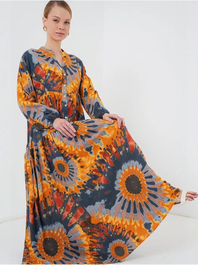 Maxi abito stampato con scollo a v bdart Rame - Kiabi