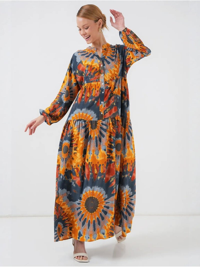 Maxi abito stampato con scollo a v bdart Rame - Kiabi