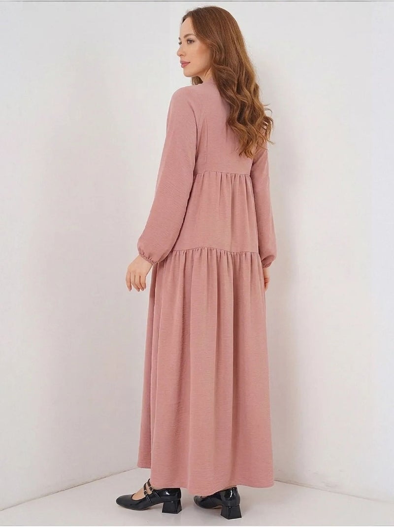 Maxi abito stampato con scollo a v bdart Rosa antico - Kiabi