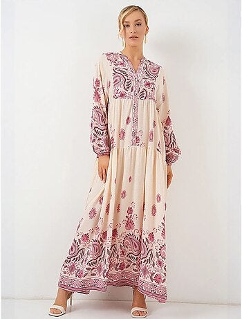 Maxi abito stampato con scollo a v bdart