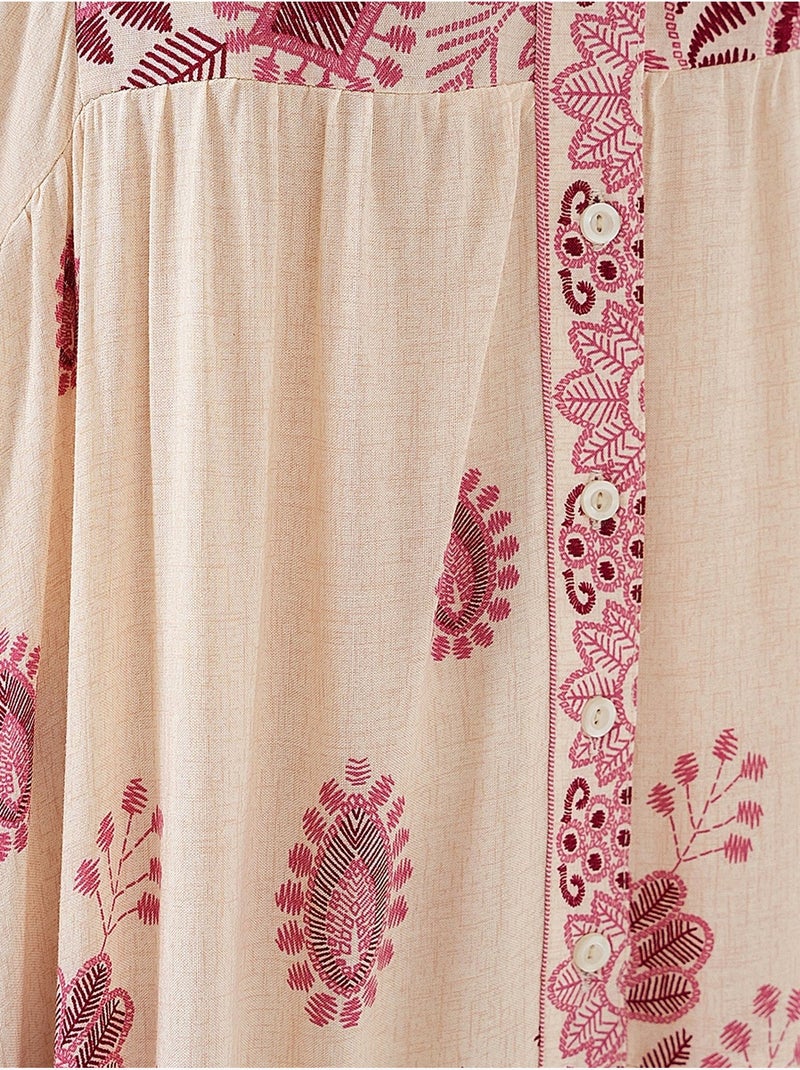 Maxi abito stampato con scollo a v bdart Rosa pallido - Kiabi