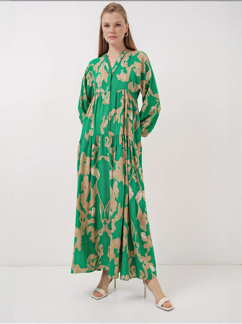 Maxi abito stampato con scollo a v bdart Verde anice - Kiabi