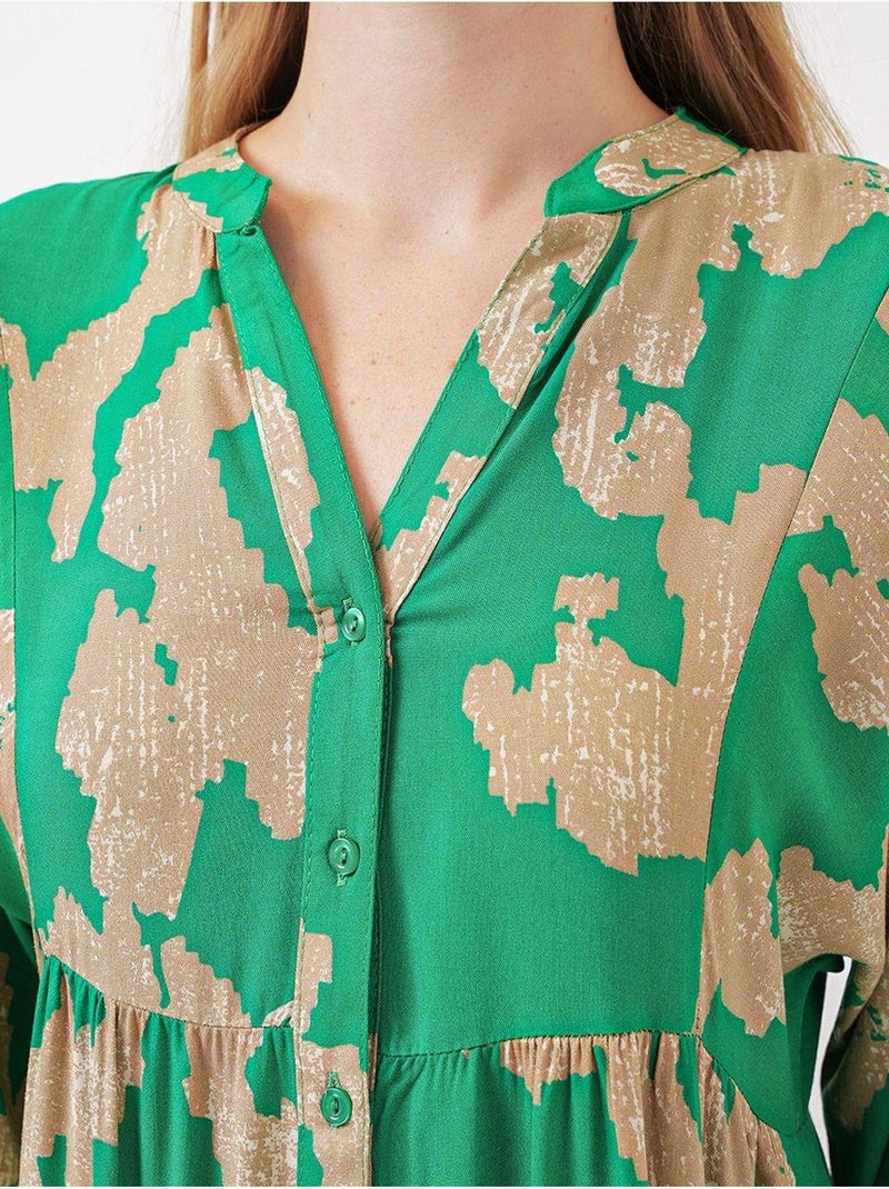 Maxi abito stampato con scollo a v bdart Verde anice - Kiabi