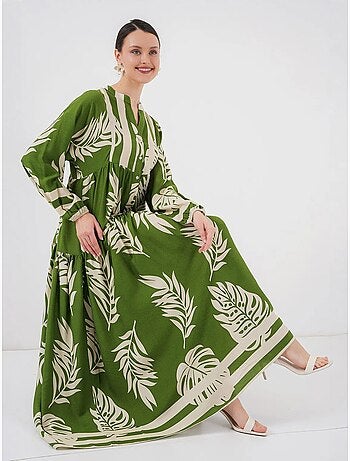 Maxi abito stampato con scollo a v bdart