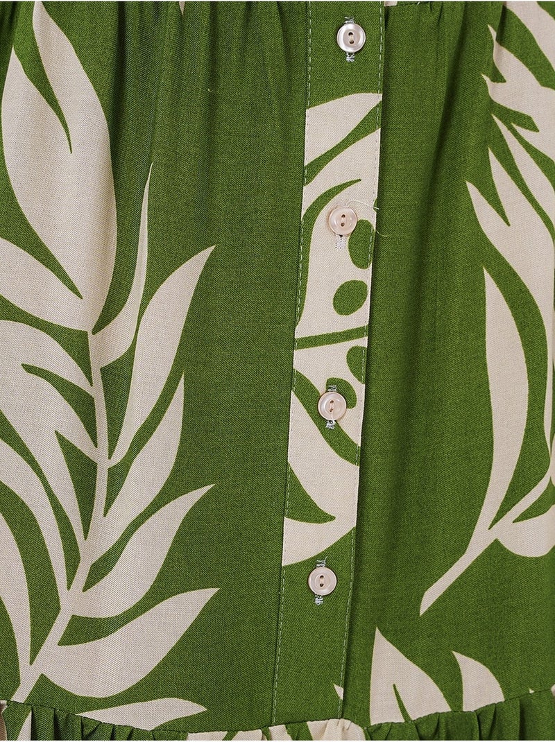 Maxi abito stampato con scollo a v bdart Verde bottiglia - Kiabi