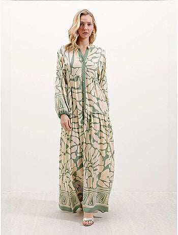 Maxi abito stampato con scollo a v bdart