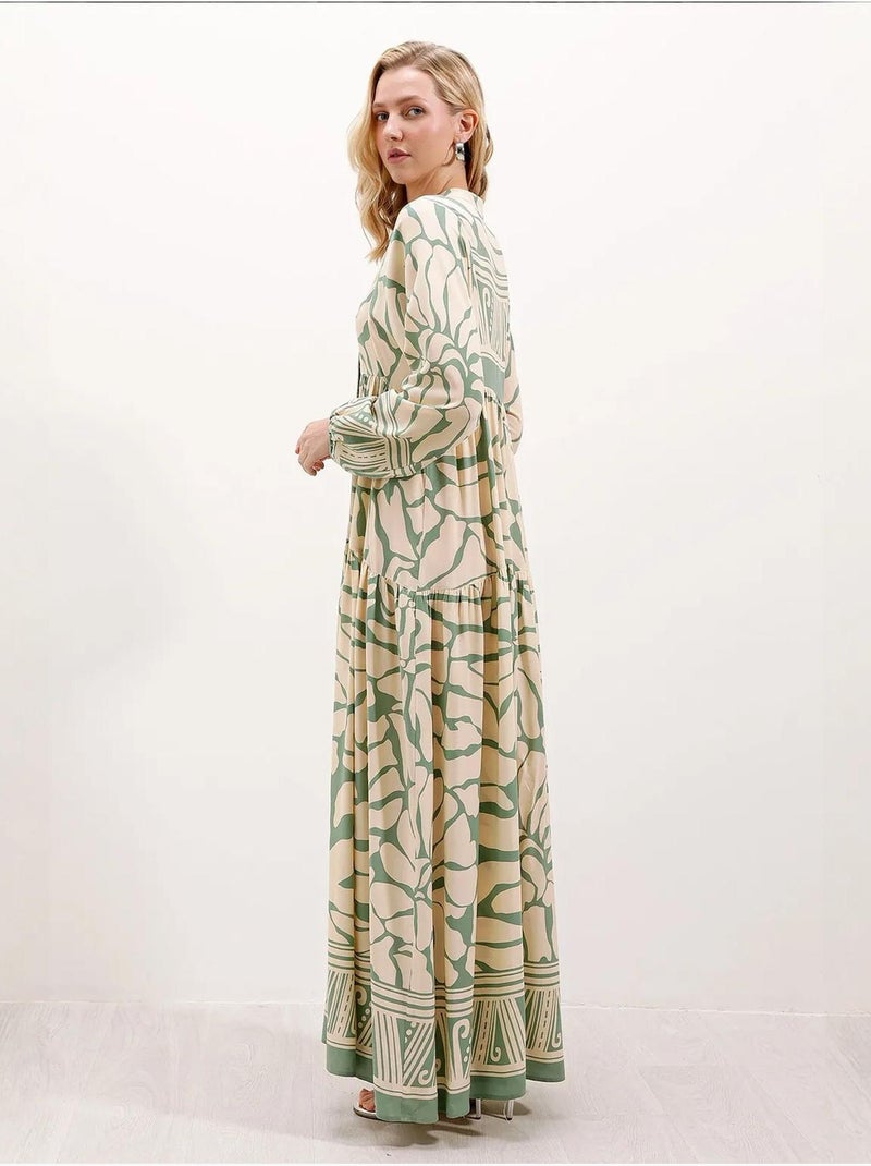 Maxi abito stampato con scollo a v bdart Verde chiaro - Kiabi