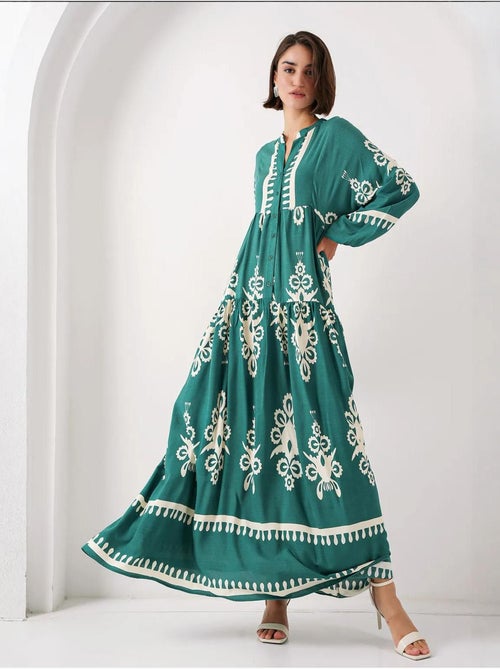 Maxi abito stampato con scollo a v bdart - Kiabi Maxi abito stampato con scollo a v bdart - Kiabi