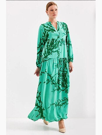 Maxi abito stampato con scollo a v bdart