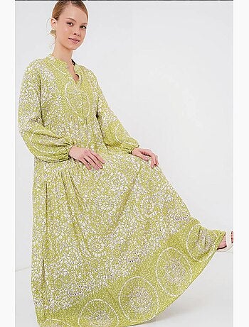Maxi abito stampato con scollo a v bdart