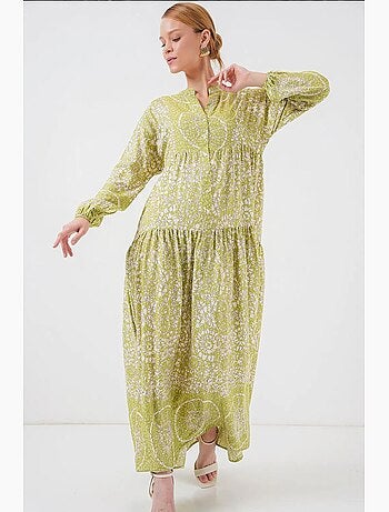 Maxi abito stampato con scollo a v bdart